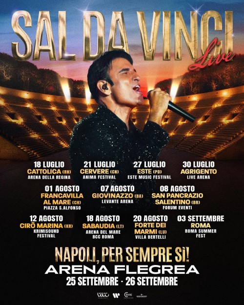 Sal Da Vinci — tour estivo 2026 dopo Sanremo: 13...